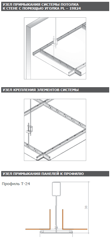 Потолки на открытой системе PERFATEN LAY IN BOARD-15/24
