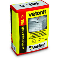 Строительный специальный кладочный раствор для кладки керамического и силикатного кирпича "weber.vetonit ML 5 T"