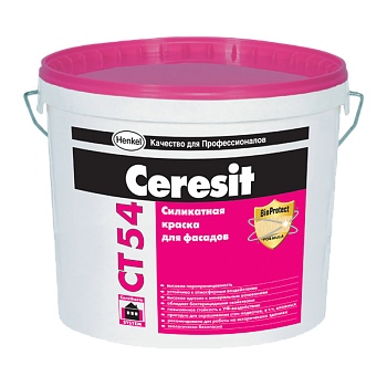Фасадная силикатная краска для внутренних и наружных работ "Ceresit CT 54"